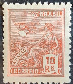 Selo Regular Cod RHM 326 Vovo Aviacao Aviao 10 Reis Filigrana P 1940 8