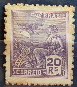 Selo Regular Cod RHM 327 Vovo Aviacao Aviao 20 Reis Filigrana P 1940 1