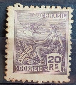 Selo Regular Cod RHM 327 Vovo Aviacao Aviao 20 Reis Filigrana P 1940 2