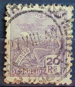 Selo Regular Cod RHM 327 Vovo Aviacao Aviao 20 Reis Filigrana P 1940 Circulado 2