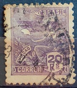 Selo Regular Cod RHM 327 Vovo Aviacao Aviao 20 Reis Filigrana P 1940 Circulado 8