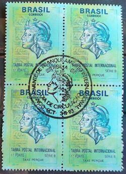 Selo Regular RHM 697 Comprovante de Franqueamento Internacional 1993 Quadra CBC Brasilia