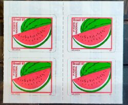 Selo Regular RHM 734 B1 Fruta Melancia Perce em Linha 1997 Quadra