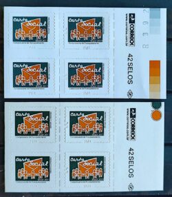 Selo Regular RHM 856 Carta Social 2011 Quadra Vinheta Correios Variedade Fosco e Brilhante