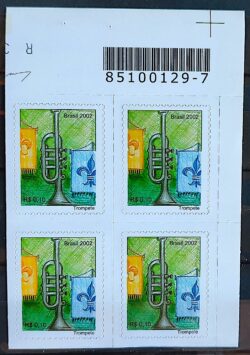 Selo Regular RHM 836 Instrumento Musical Trompete 2005 Quadra Codigo de Barras