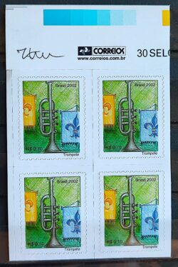 Selo Regular RHM 836 Instrumento Musical Trompete 2005 Quadra Vinheta Correios