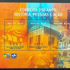 B 176 Bloco 350 Anos dos Correios Brasileiros 2013 CFG no Codigo de Barras