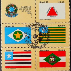 C 1425 Selo Bandeira dos Estados do Brasil MG MT Piaui Maranhao SC 1984 Serie Completa CBC SC