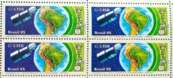 C 1439 Selo Brasilsat Mapa Comunicacao 1985 Quadra