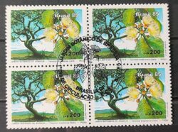 C 1441 Selo Jardim Botanico de Brasilia Flor de Pequi 1985 Quadra CBC Brasilia