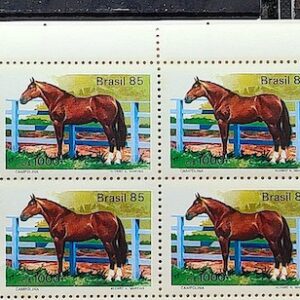 C 1444 Selo Cavalos de Racas Brasileiras 1985 Quadra Serie Completa