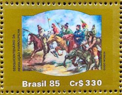 C 1481 Selo 150 Anos Revolucao Farroupilha Militar Cavalo Bandeira 1985