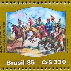 C 1481 Selo 150 Anos Revolucao Farroupilha Militar Cavalo Bandeira 1985