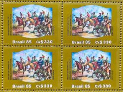 C 1481 Selo 150 Anos Revolucao Farroupilha Militar Cavalo Bandeira 1985 Quadra