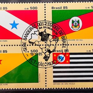 C 1497 Selo Bandeira Estados do Brasil Para RS Acre 1985 CBC SP Serie Completa