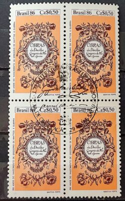 C 1527 Selo Dia do Livro Literatura Gregorio de Mattos Guerra 1986 Quadra CBC BA