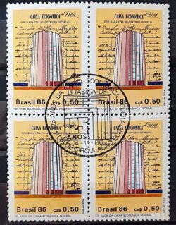 C 1529 Selo 125 Anos Banco Caixa Economica Federal Economia 1986 Quadra CBC Brasilia