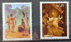 C 2037 Selo Padre Jose de Anchieta Antonio Vieira Religiao Portugal 1997 Serie Completa