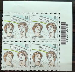 C 3819 Selo Signos do Zodiaco Gemeos 2019 Quadra Codigo de Barras