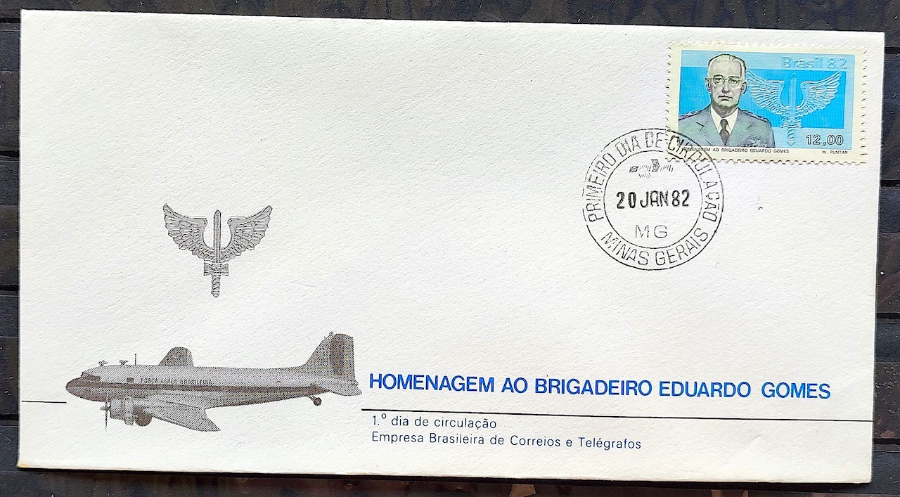 Envelope FDC 244 1982 Brigadeiro Eduardo Gomes Aeronautica Aviao