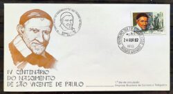 Envelope FDC 249 1982 Sao Vicente de Paulo Religiao CBC e CPD MG 01