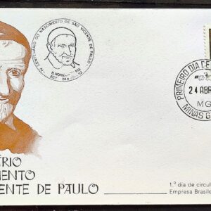 Envelope FDC 249 1982 Sao Vicente de Paulo Religiao CBC e CPD MG 01