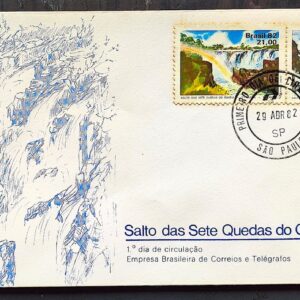 Envelope FDC 250 1982 Salto das Sete Quedas do Guaira Cachoeira CPD SP