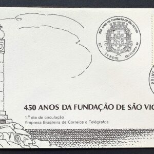 Envelope FDC 254 1982 Fundacao de Sao Vicente Indio Religiao CBC e CPD SP 02
