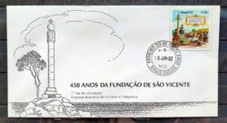 Envelope FDC 254 1982 Fundacao de Sao Vicente Indio Religiao CPD MG