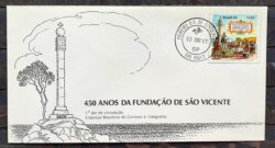 Envelope FDC 254 1982 Fundacao de Sao Vicente Indio Religiao CPD SP 02