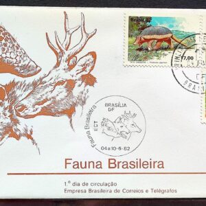 Envelope FDC 255 1982 Fauna Tatu Lobo Veado CPD Brasilia