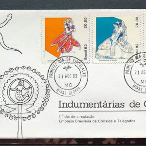Envelope FDC 262 1982 Indumentarias de Orixas Trajes Bahia CPD MG