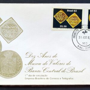 Envelope FDC 263 1982 Museu de Valores Ouro Numismatica CPD MG