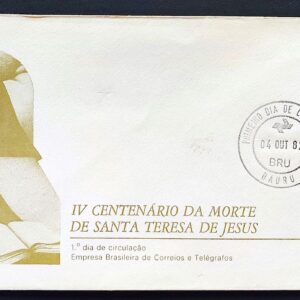 Envelope FDC 265 1982 Santa Teresa de Jesus Religiao Mao CPD Bauru