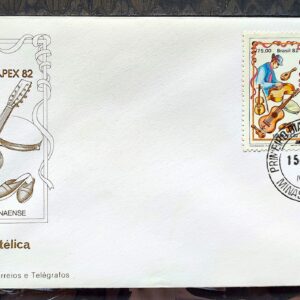 Envelope FDC 267A 1982 Lubrapex Fandango Paranaense Musica Violao Pandeiro Violino CPD MG