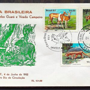 Envelope PVT 15A FIL 1982 Fauna Tatu Lobo Veado Museu CBC e CPD Brasilia