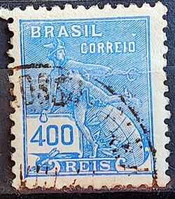 Selo Regular Cod RHM 331 Vovo Mercurio e Globo 400 Reis Filigrana P 1940 Circulado 1