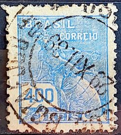 Selo Regular Cod RHM 331 Vovo Mercurio e Globo 400 Reis Filigrana P 1940 Circulado 3