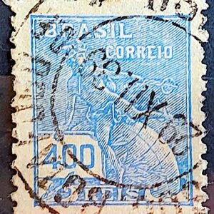 Selo Regular Cod RHM 331 Vovo Mercurio e Globo 400 Reis Filigrana P 1940 Circulado 3