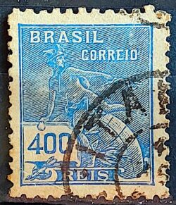 Selo Regular Cod RHM 331 Vovo Mercurio e Globo 400 Reis Filigrana P 1940 Circulado 4