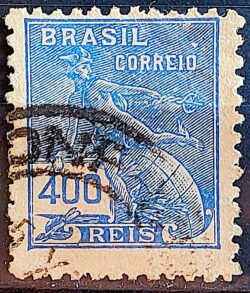 Selo Regular Cod RHM 331 Vovo Mercurio e Globo 400 Reis Filigrana P 1940 Circulado 6