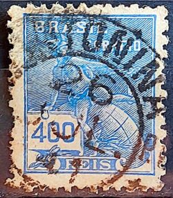 Selo Regular Cod RHM 331 Vovo Mercurio e Globo 400 Reis Filigrana P 1940 Circulado 7