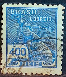 Selo Regular Cod RHM 331 Vovo Mercurio e Globo 400 Reis Filigrana P 1940 Circulado 8