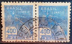 Selo Regular Cod RHM 331 Vovo Mercurio e Globo 400 Reis Filigrana P 1940 Dupla Circulado