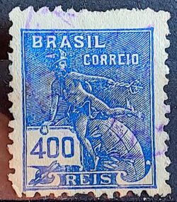 Selo Regular Cod RHM 331A Vovo Mercurio e Globo 400 Reis Filigrana P 1940 Circulado 1