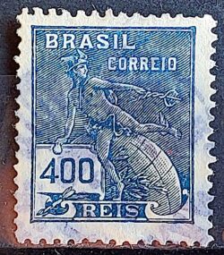 Selo Regular Cod RHM 331A Vovo Mercurio e Globo 400 Reis Filigrana P 1940 Circulado 2