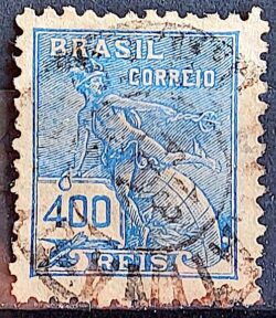 Selo Regular Cod RHM 331A Vovo Mercurio e Globo 400 Reis Filigrana P 1940 Circulado 3