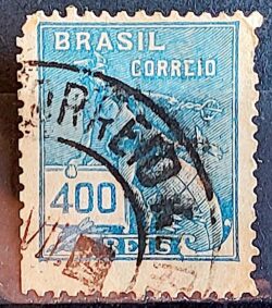 Selo Regular Cod RHM 331A Vovo Mercurio e Globo 400 Reis Filigrana P 1940 Circulado 4