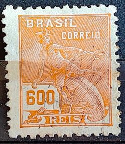 Selo Regular Cod RHM 332 Vovo Mercurio e Globo 600 Reis Filigrana P 1940 Circulado 2