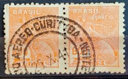 Selo Regular Cod RHM 332 Vovo Mercurio e Globo 600 Reis Filigrana P 1940 Dupla Circulado 9